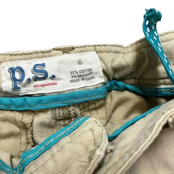 🌟P.S. from Aeropostale Khaki Chino Shorts Size 6 🌟 - Picture 4 of 4